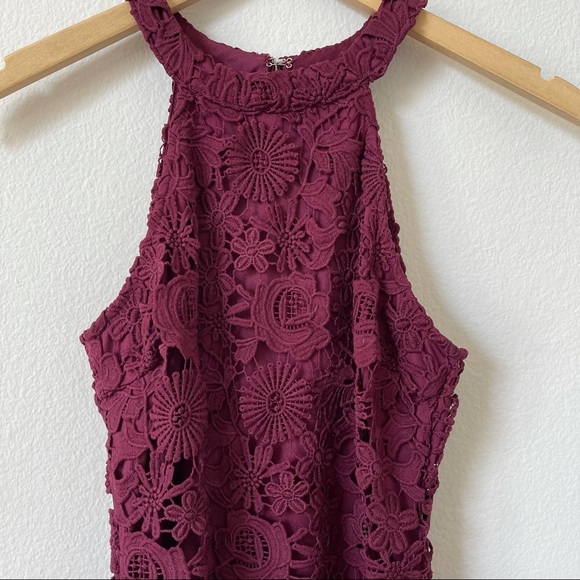 LULU’S Love Poem Burgundy Crochet Lace Mini Dress - Picture 6 of 14